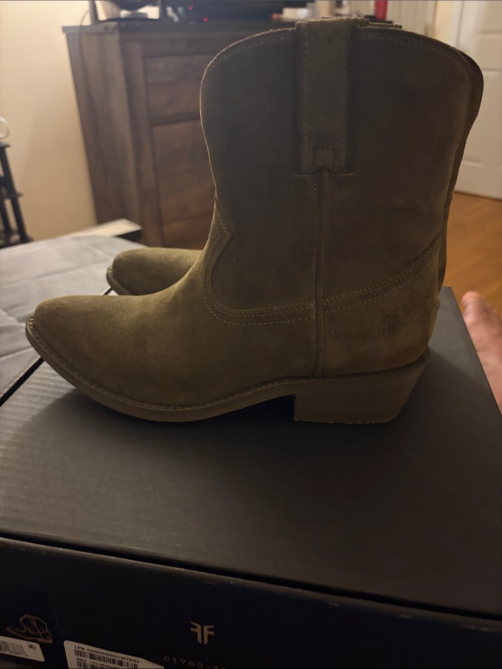 Frye Olive Green Suede Ankle Booties